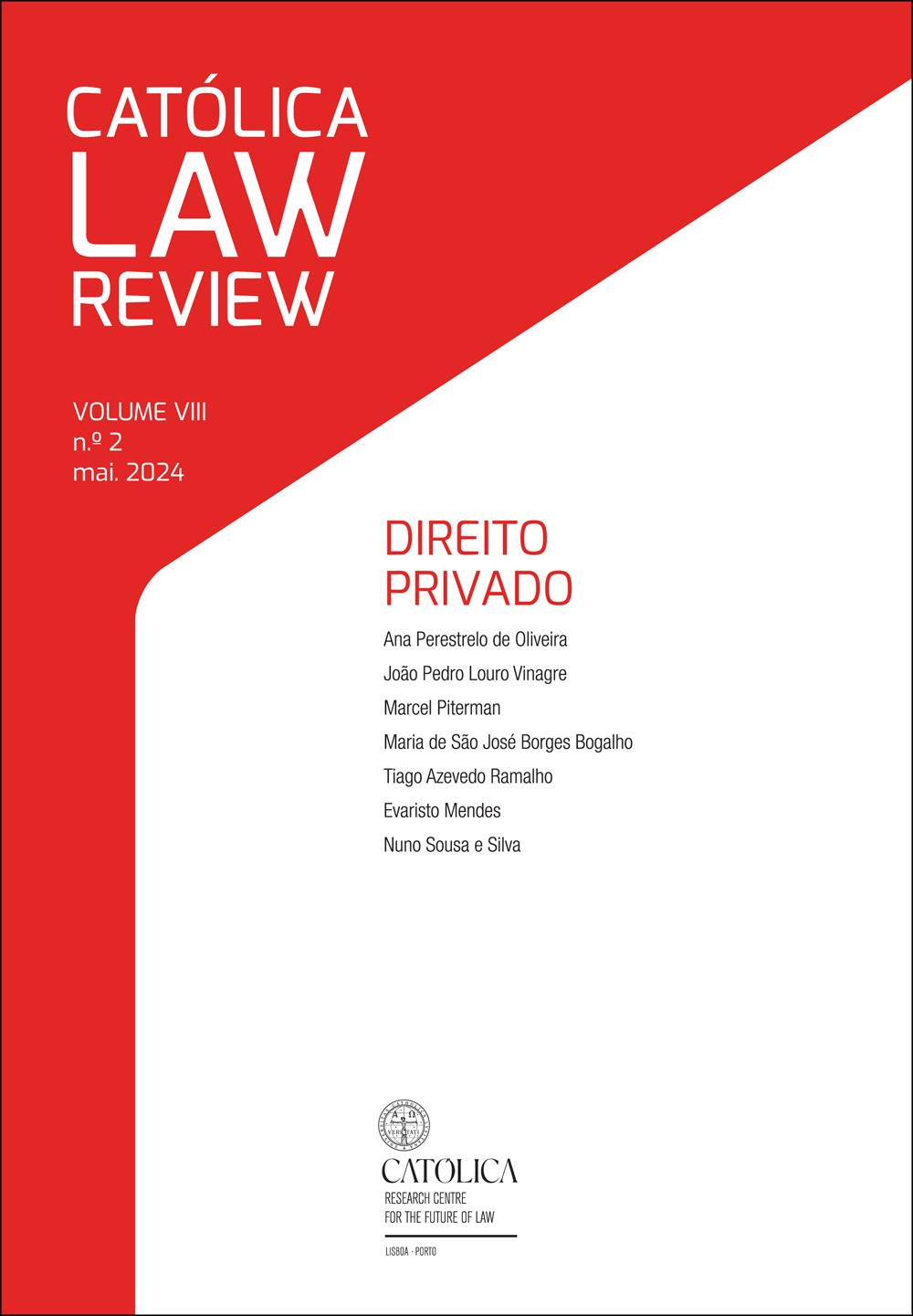 CATÓLICA LAW REVIEW v. 8 n. 2 (2024): DIREITO PRIVADO - UCP Editora